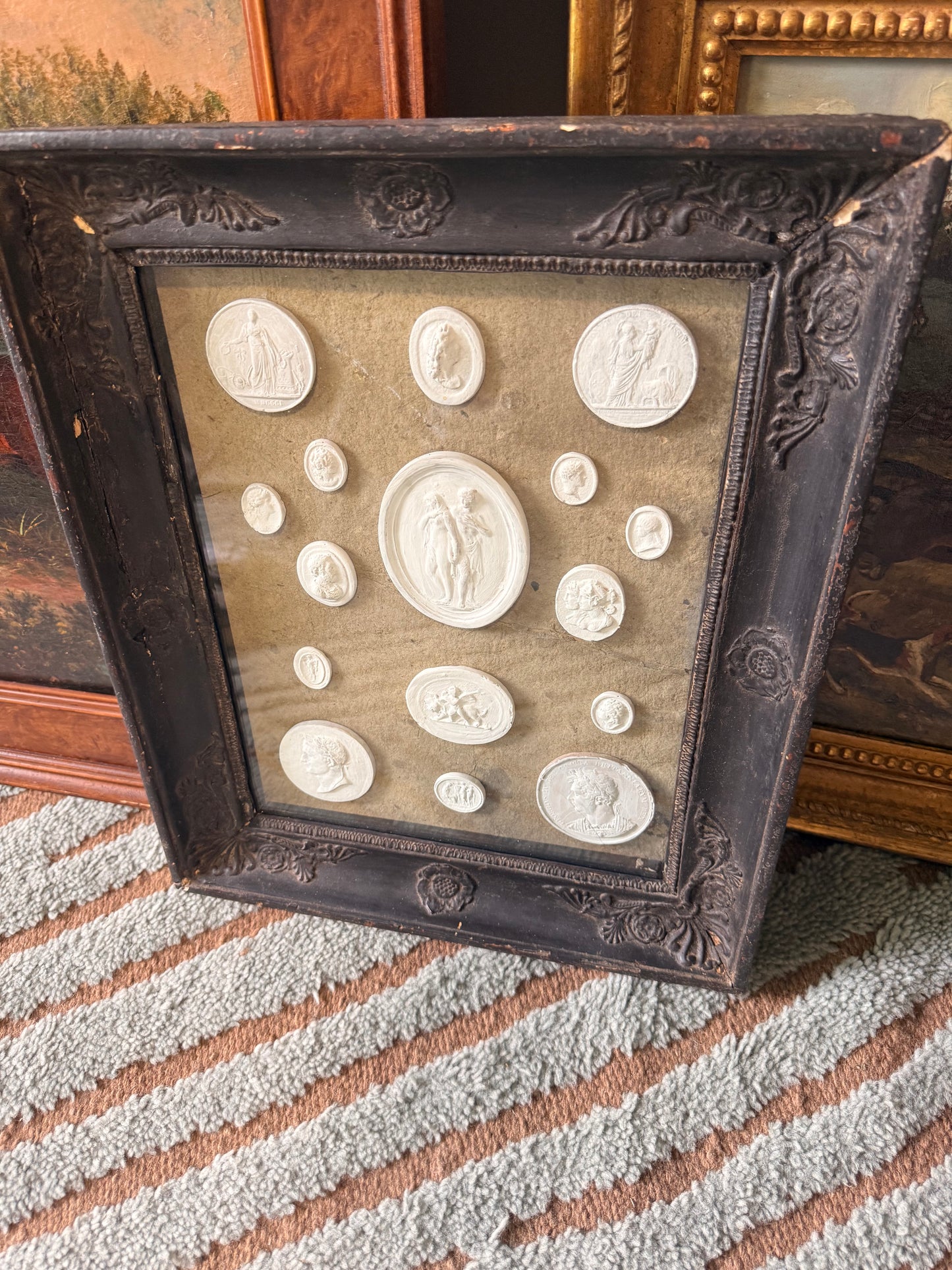 Reserved- Framed 19th Century French Plaster Intaglios