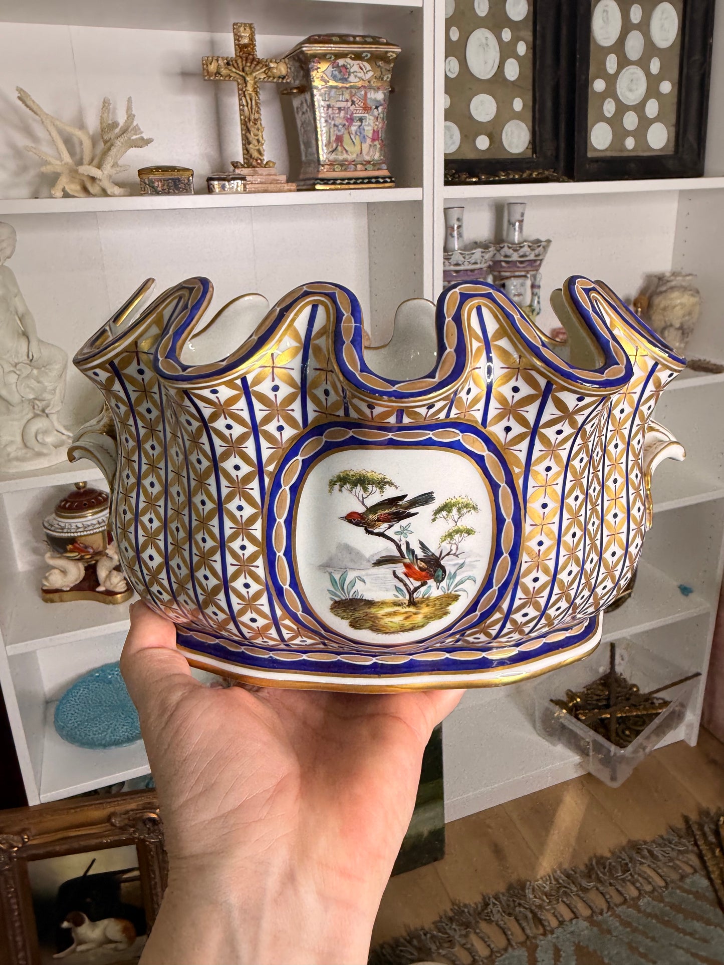 Reserved- Gorgeous Antique Scalloped Jardiniere