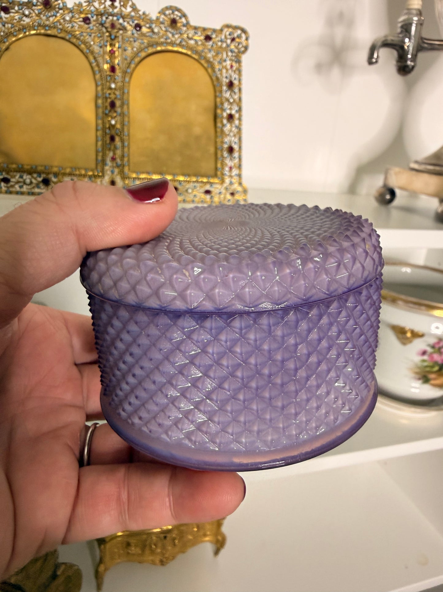 For Kaitlyn - Antique Diamond Cut Powder Dish