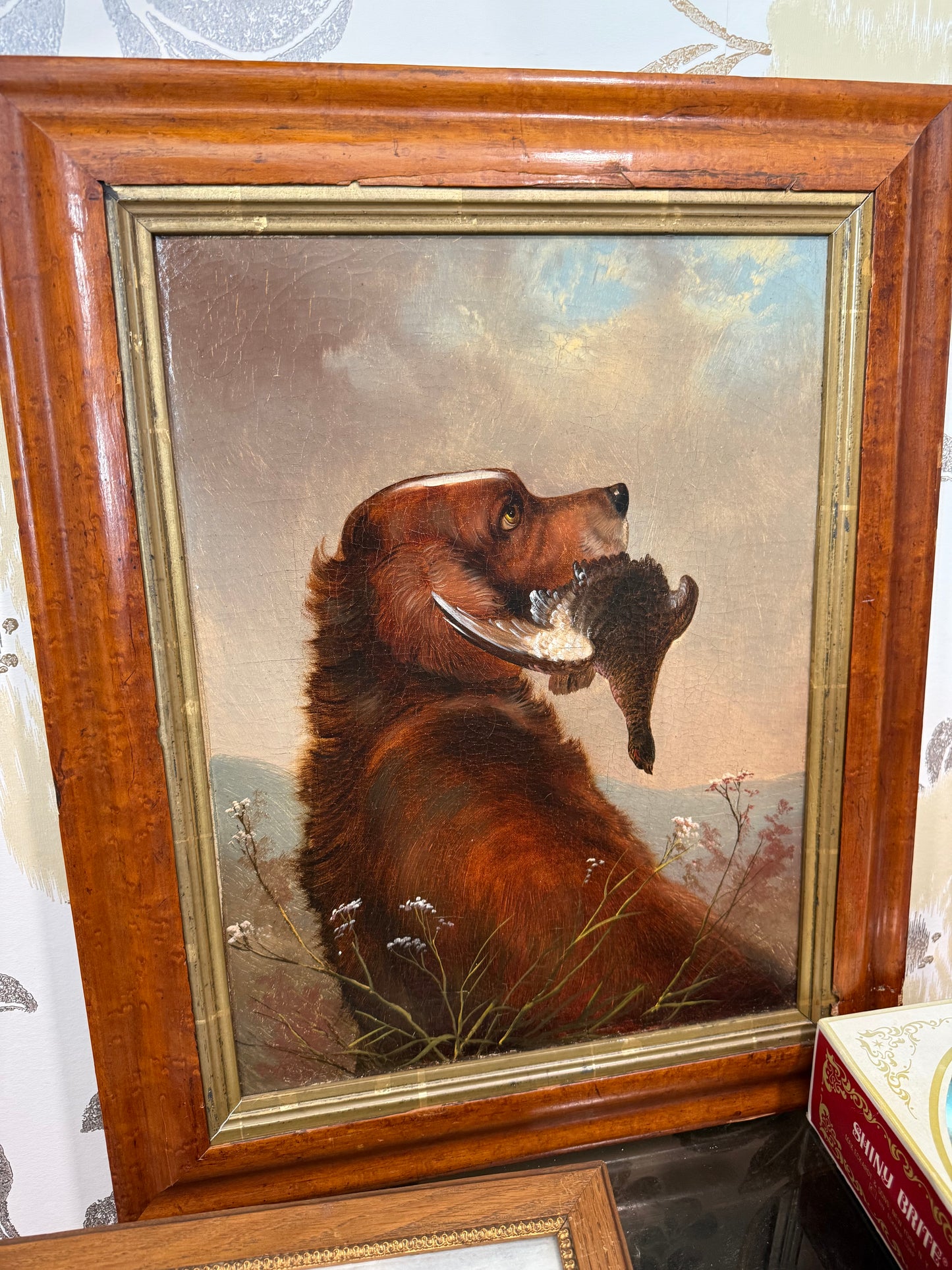 For Kami - 19th Century Hunting Dog Oil Painting and Very Rare Early 19th Century Meat Strainer - Live Sale 12/3