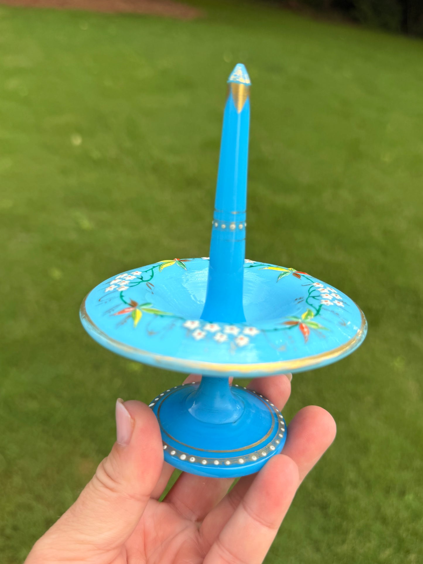 Antique French Opaline Ring Tree / Jewelry Stand