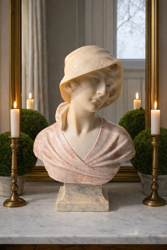 Magnificent Italian Art Deco Carrera Marble Bust by Ferdinando Vichi