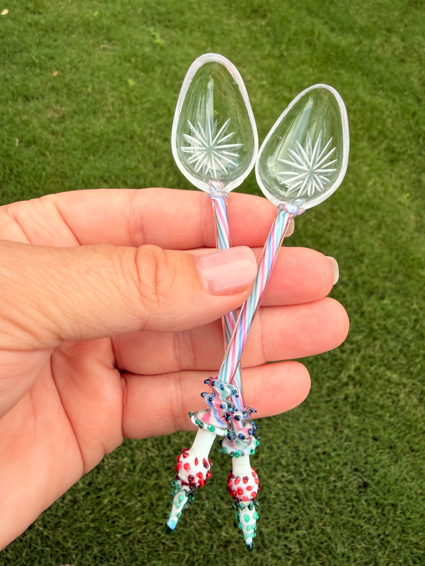 Pair of Murano Art Glass Salt Spoons