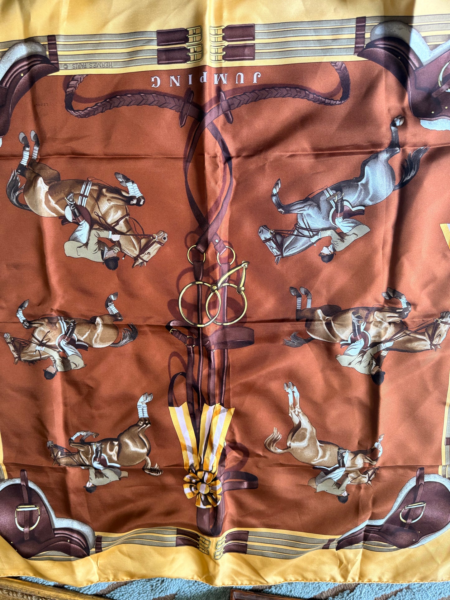 Reserved - Brown Silk Vintage Hermes Scarf