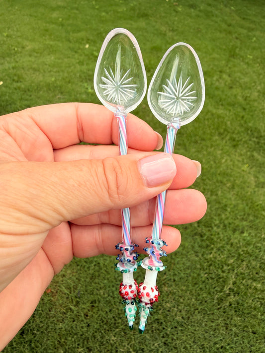 Pair of Murano Art Glass Salt Spoons