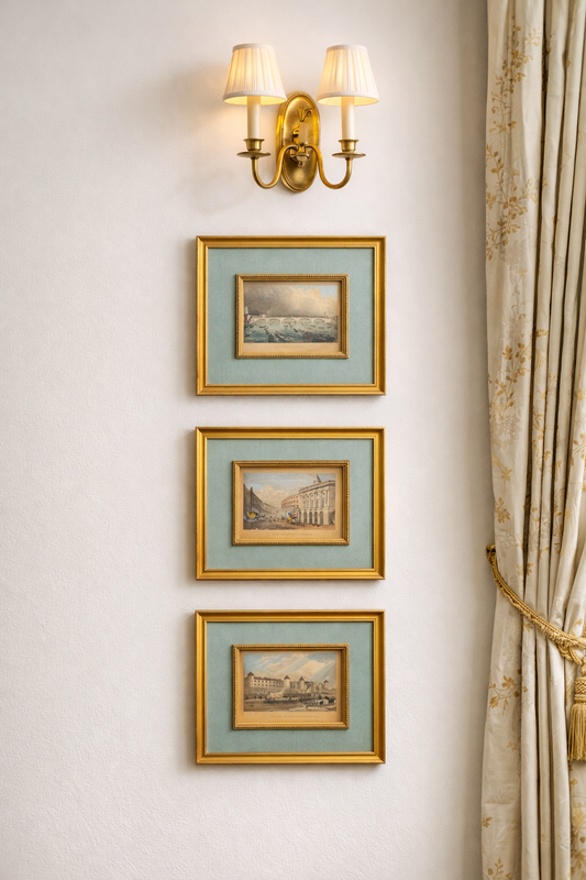 Trio of Hand Colored Original Engravings 12.5” L x 11” T