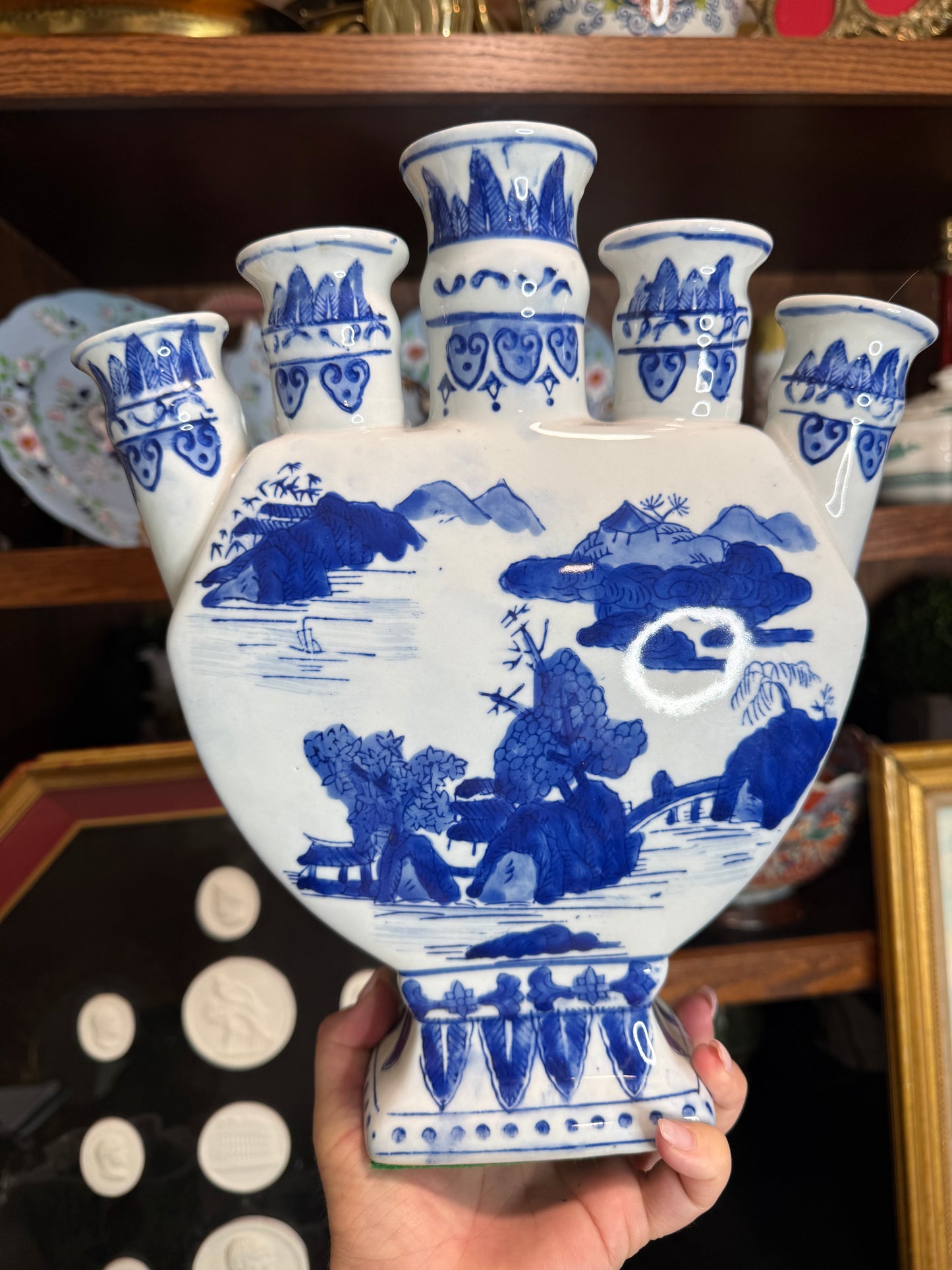 For Anna- Vintage Blue and White Tulipiere - Live Sale 10.15