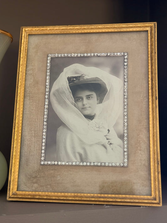 Antique Gilt & Paste Crystal Easel Frame