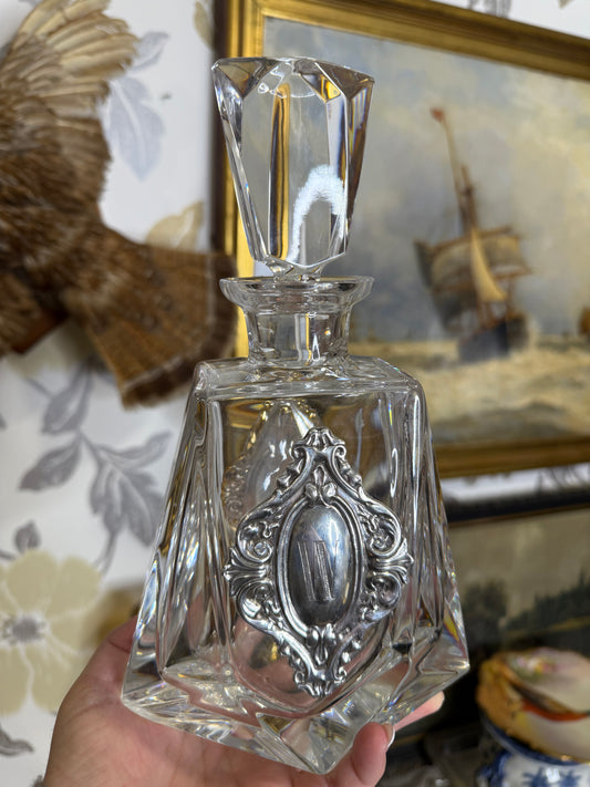For Diane - Vista Alegre Decanter with Silver Plate W Monogram- Live Sale 10.19