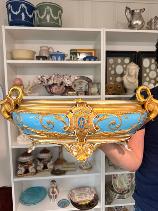 Reserved - Large Paris Porcelain Swan Jardiniere
