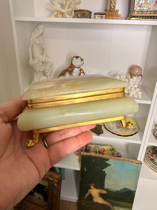 Reserved - Antique Alabaster Box and Mother of Pearl Opera Glasses