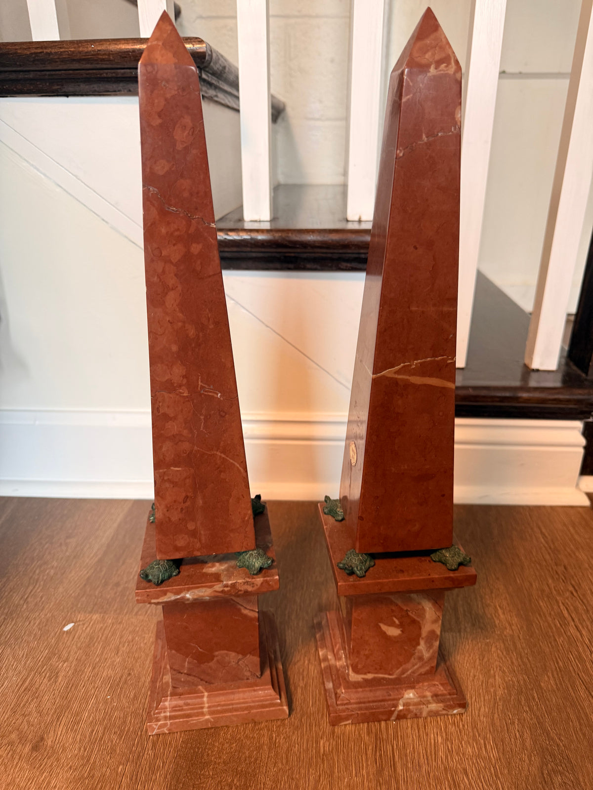 Reserved - Pair of Sienna Marble Italian Obelisks