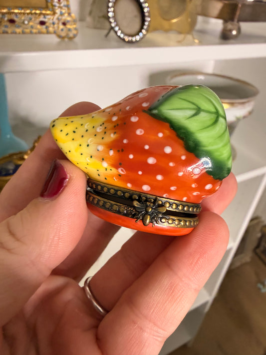 For Mandy- Beautiful Limoges Strawberry ($120) and Opaline Ring Dish ($130)