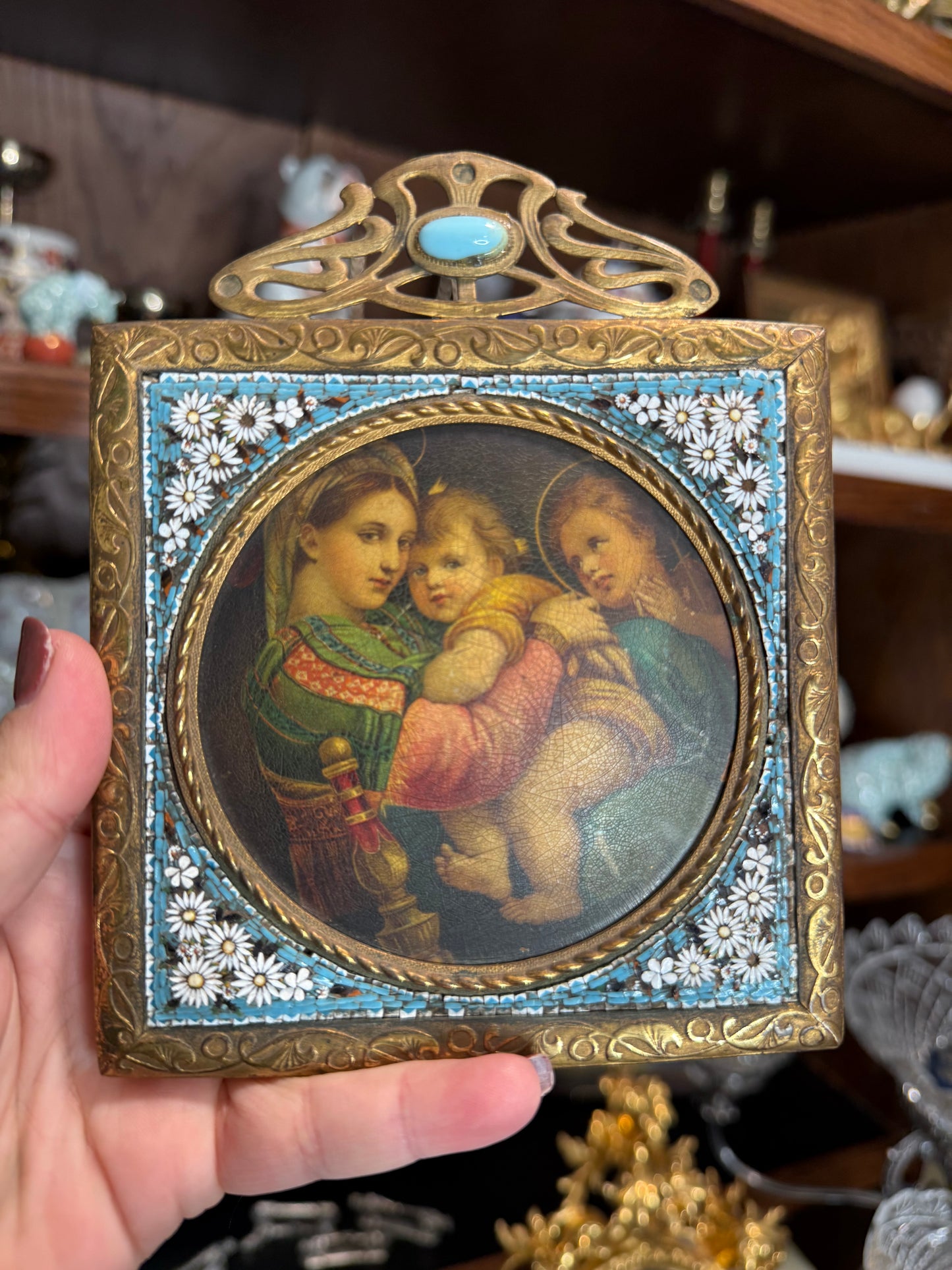For Maryanne - 19th Century Micro Mosaic Framed Madonna and Child- Live Sale 12/3