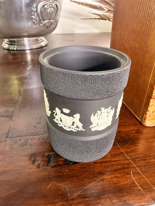 Reserved for Melinda - Cream on Black Wedgwood Tobacco Jar