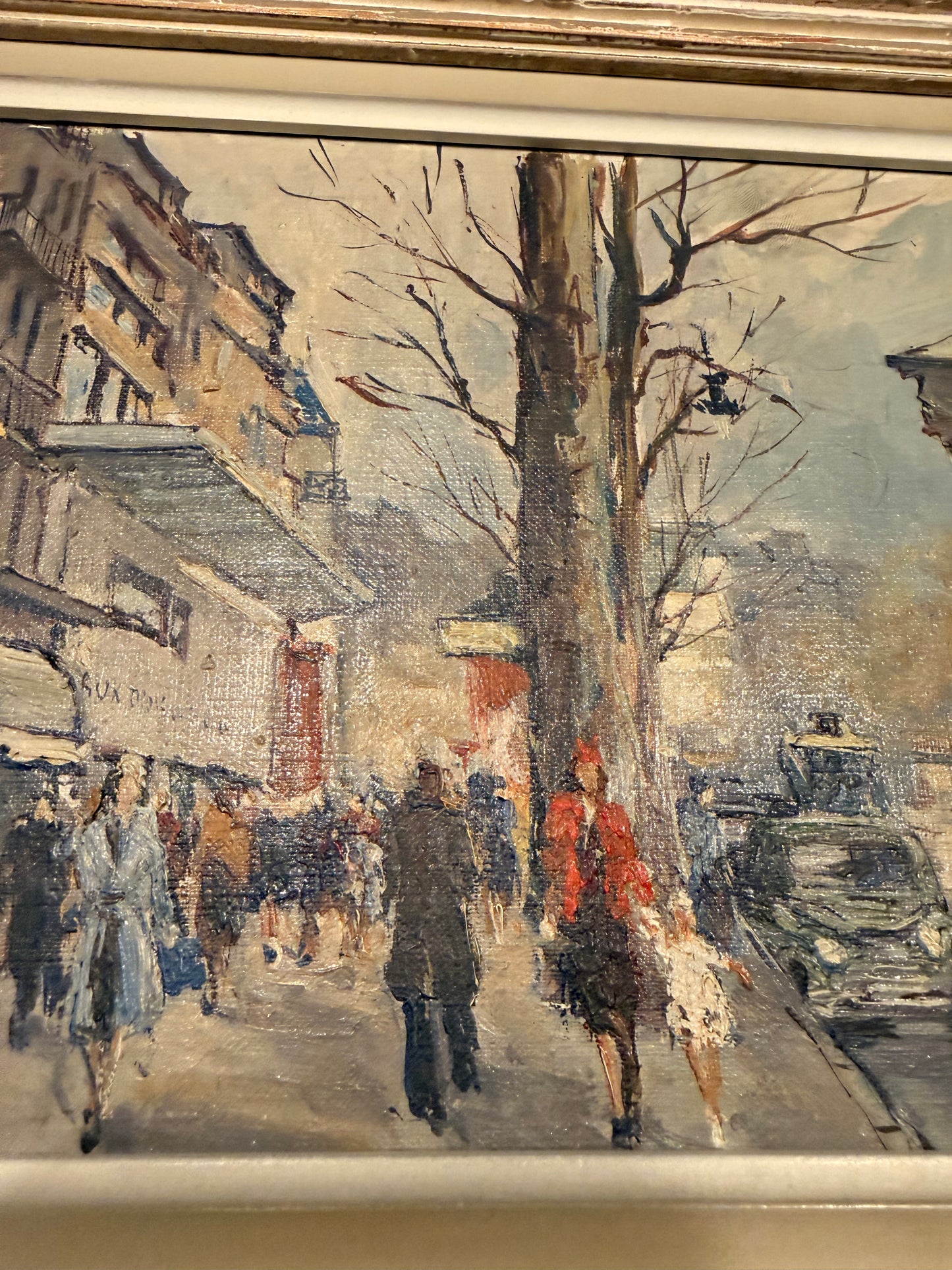 Pair of Antique Paris Street Scene Signed Oil Paintings