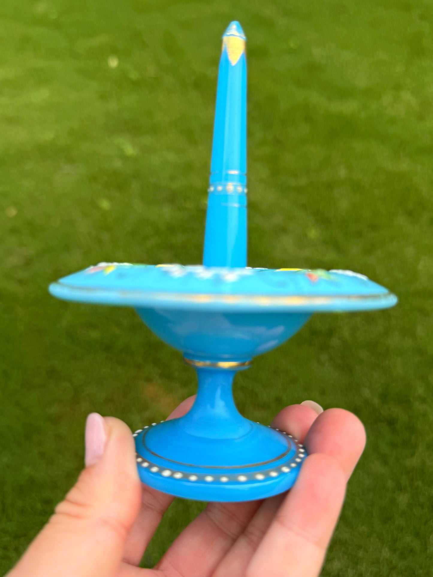 Antique French Opaline Ring Tree / Jewelry Stand