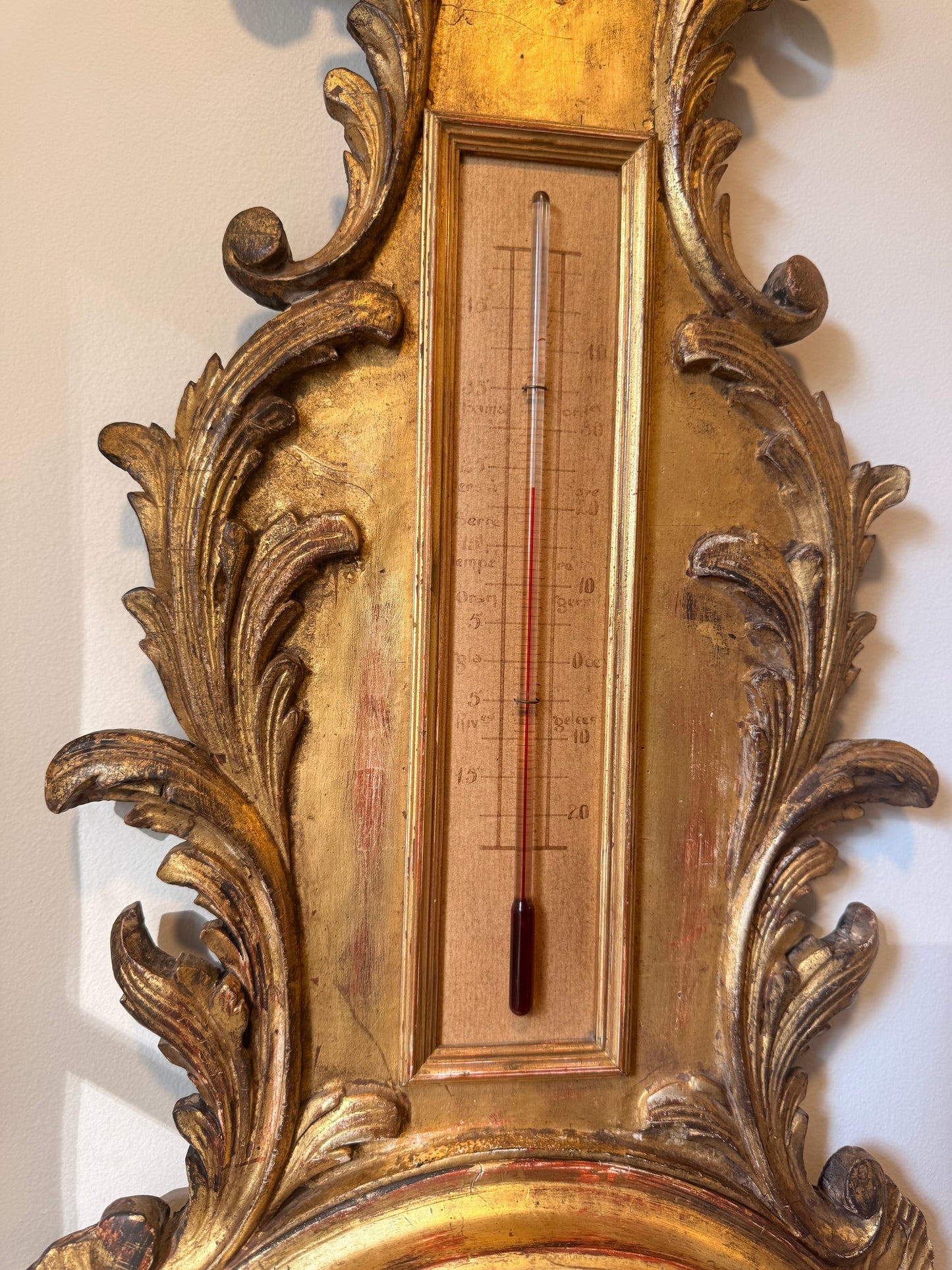 Incredible Rare 19th Century Hand Carved Giltwood French Barometer 39”