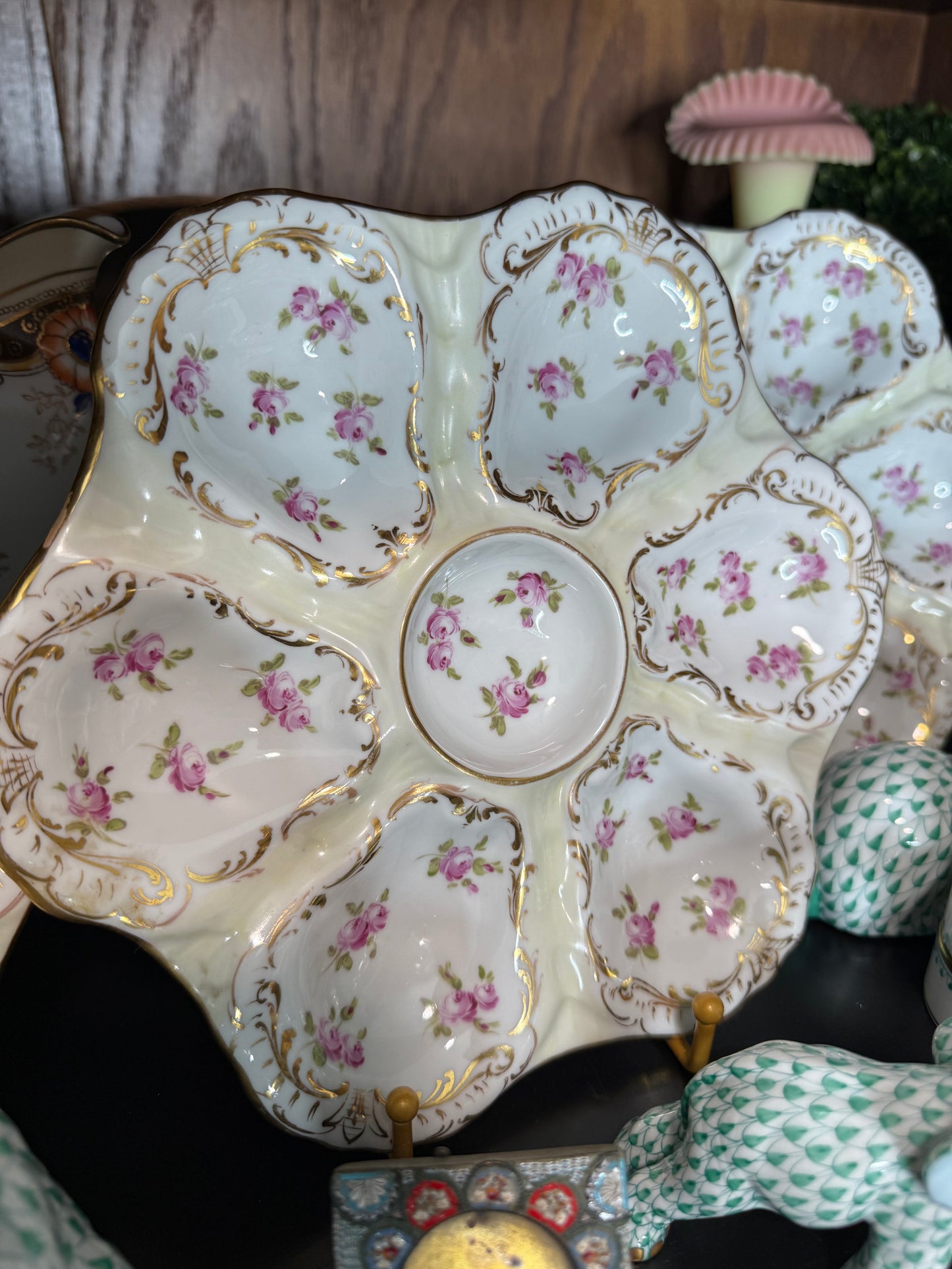 For Maryanne - Set of 4 Dresden Gold Gilded Hand Painted Oyster Plates - Live Sale 12/3