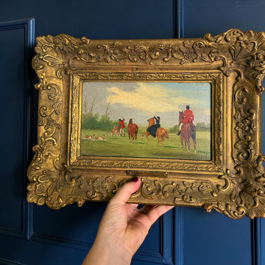 Reserved- Gorgeous 19th Century Hunting Scene Oil Painting