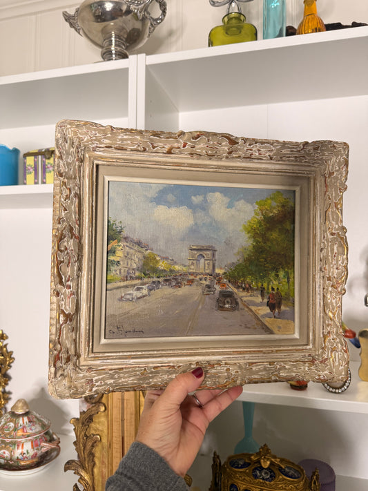 Reserved for Kaitlyn - Vintage Framed Signed Oil on Canvas of a Classic French Scene