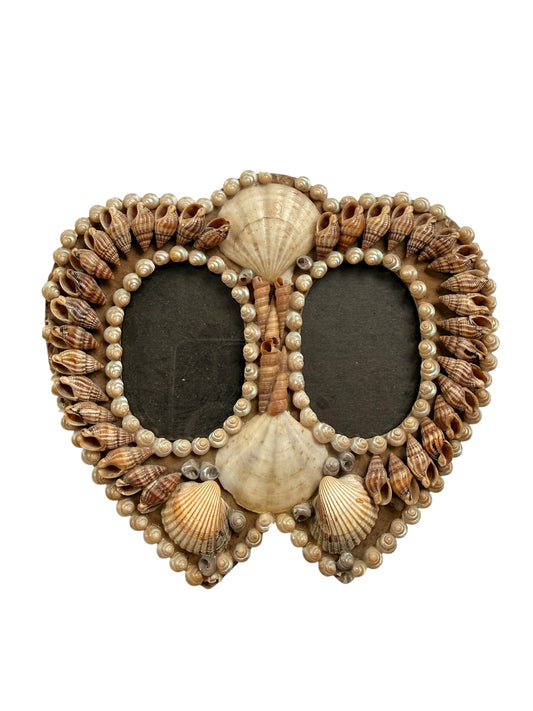 Gorgeous Antique Double Heart Victorian Shell Frame