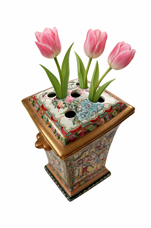 Chinese Famille Rose Porcelain Bough Vase with Figural Decoration