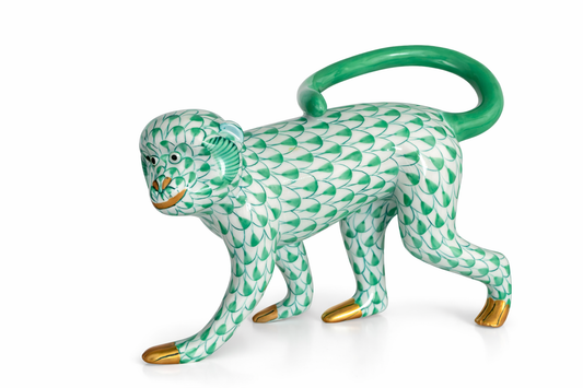 Herend Green Fishnet Monkey Figurine